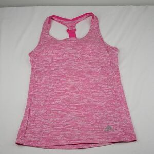 S ADIDAS Supernova pink white heathered tank top padded inserts racerback SMALL